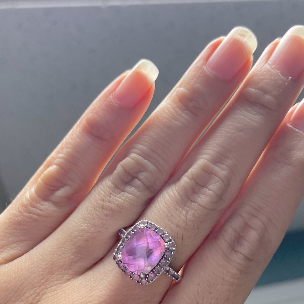 🎀Pink sapphire, sterling silver ring 💍